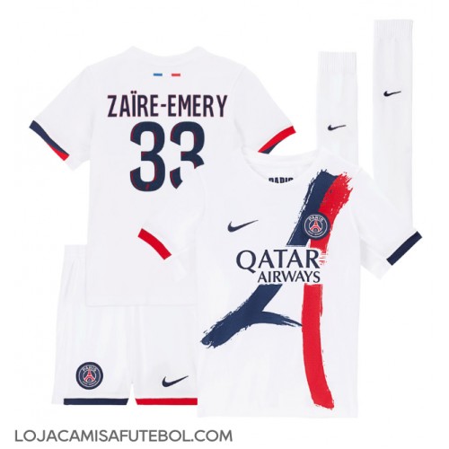 Camisa de Futebol Paris Saint-Germain Warren Zaire-Emery #33 Equipamento Secundário Infantil 2024-25 Manga Curta (+ Calças curtas)